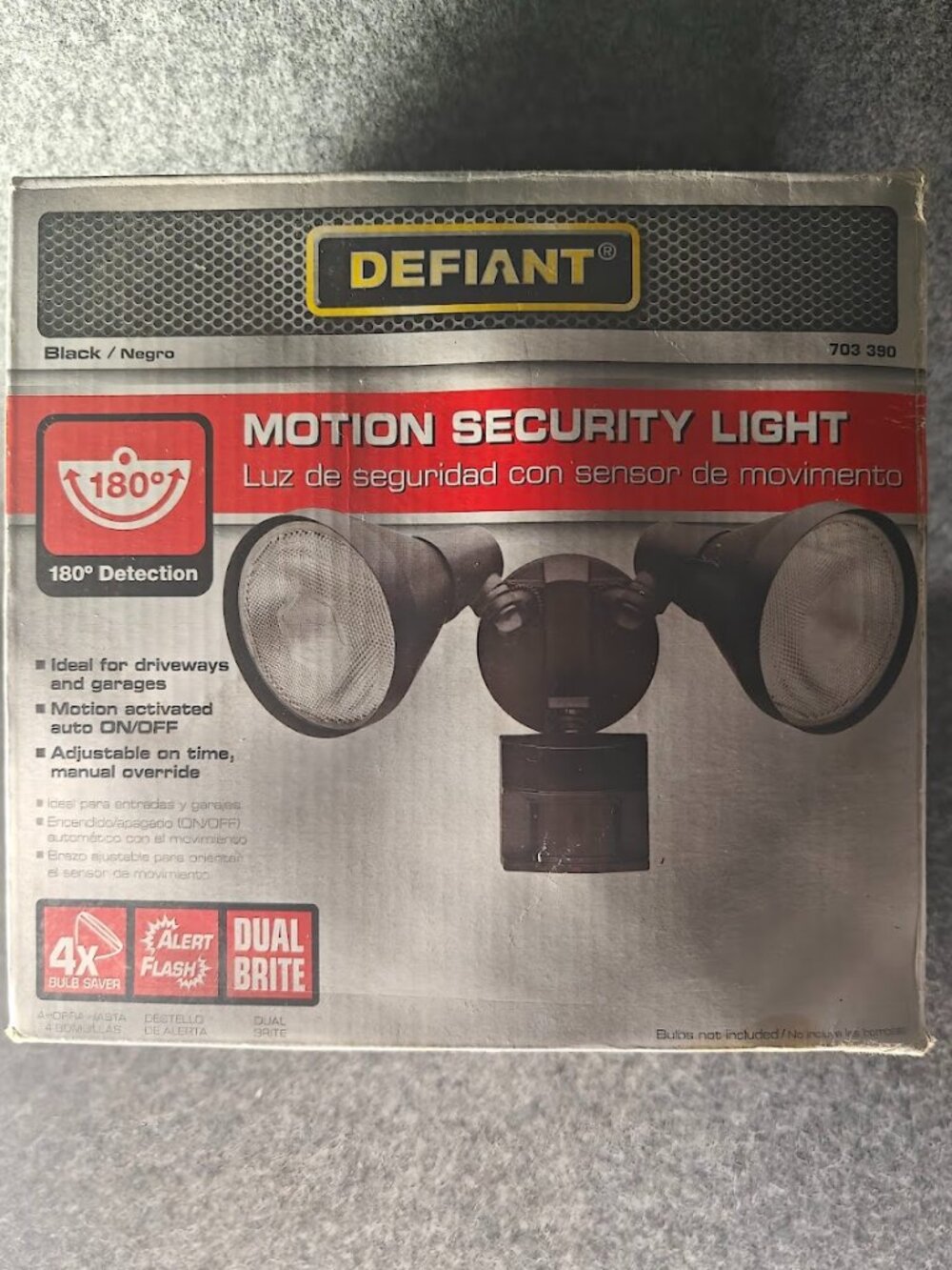 Defiant Motion Security Light NEW Open Box Complete 180° Black DualBrite